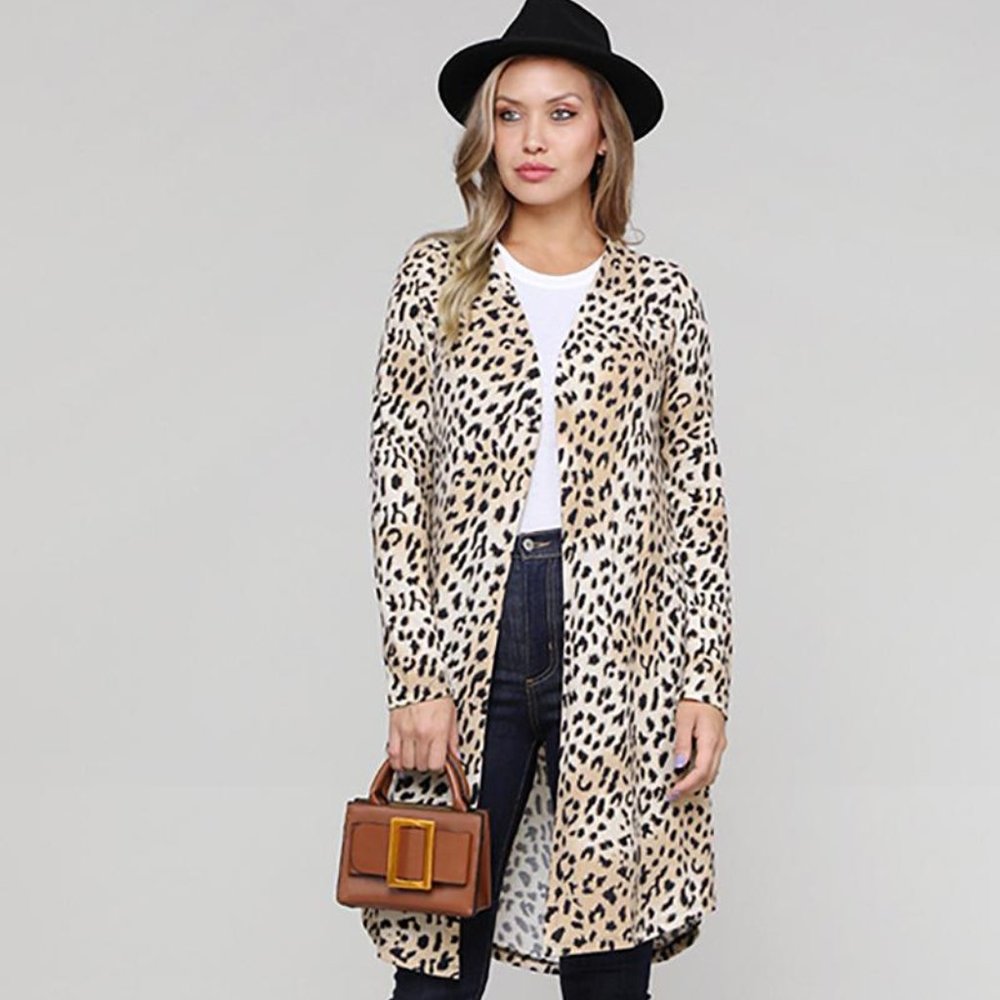 LEOPARD PRINT LONG CARDIGAN - Picture 3 of 14